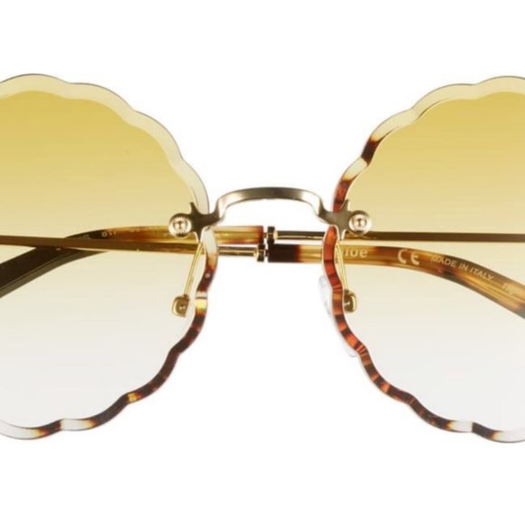 CHLOE ROSIE FLOWER 60mm Scalloped Gradient OCHRE Sunglasses MSRP$460 main image 5